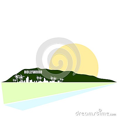 Hollywood View Vector Illustration