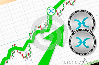 Holo going up; Holo HOT cryptocurrency price up; flying rate up success growth price chart Editorial Stock Photo