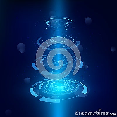 Hologram display. Abstract futuristic object. HUD elemet. Nanotechnology machine. Science and technology illustration. Vector Vector Illustration