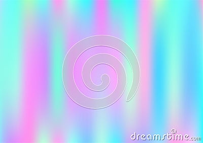 Hologram Magic Dreamy Vector Background. Rainbow Girlie Iridescent Gradient Bright Pearlescent Hologram Fairy Banner Vector Illustration