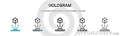 Hologram icon in filled, thin line, outline and stroke style. Vector illustration of two colored and black hologram vector icons Vector Illustration