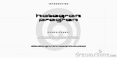 Hologram Program font vector font alphabet letters. Vector Illustration