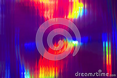 Holographic abstract background. Rainbow neon glass texture pattern. Colorful holograph purple foil overlay Stock Photo