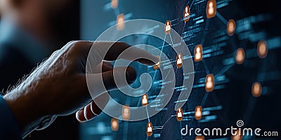 Holographic CRM database visualizing customer segments with futuristic interface Stock Photo