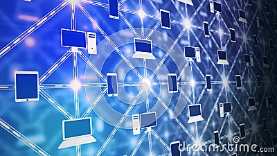 Computer Grid Matrix Connection Cartoon Illustration