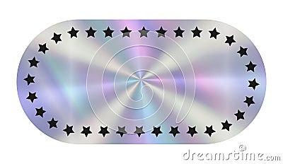 Holographic empty rectangular Sticker with stars pattern. Hologram label in retro style with place for your text. Simple long Vector Illustration