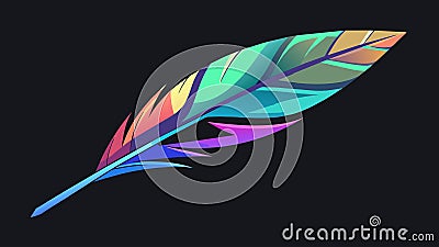 A holographic feather for your bird to chase and peck at with different patterns and colors each time for endless Vector Illustration
