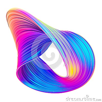 Holographic fluid abstract twisted 3D shape for your trendy design Stock Photo