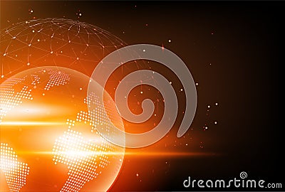 Holographic globe with continents. Computer Hologram Business Internet Background. Vector image. Vector Illustration