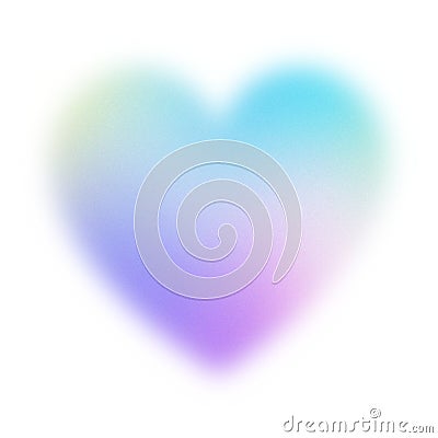 Holographic iridiscent gradient blured heart shape. Rainbow abstract trendy illustration. Stock Photo