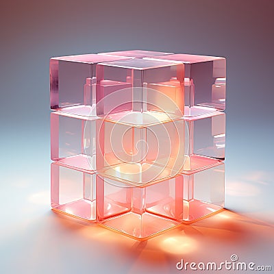 A holographic image of a blue-beige transparent structure Stock Photo