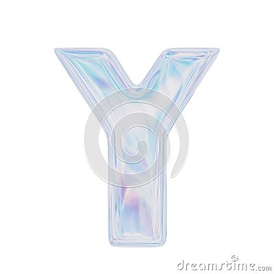 Holographic Letter Y. 3D rendering. Isolated on white background Stock Photo