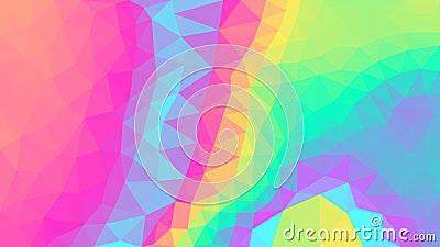 Holographic low poly vector background. Magic rainbow triangular backdrop. Bright gradient sparkling faces. Multicolored shiny Vector Illustration