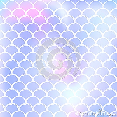 Holographic mermaid background with gradient scales. Vector Illustration