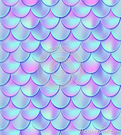 Holographic mermaid tail seamless pattern. Mermaid card decor e Stock Photo