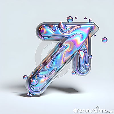 holographic multicoloured modern spark light arrow pointer cursor bubbles 3d liquid font isolated Stock Photo
