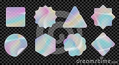 Holographic rainbow labels Vector Illustration