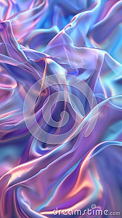 Holographic satin drapery with mesmerizing color fluidity. AI generated Stock Photo