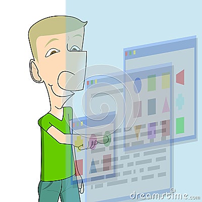 Holographic screen Stock Photo