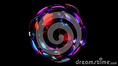 Holographic soccer ball isolated on black background. 3d rendering of iridescence soccer ball Stock Photo