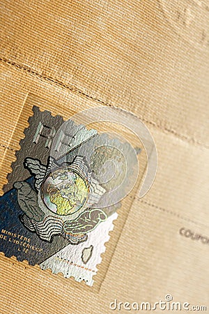 Holographic stamp on the official document of Ministry of Interior Editorial Stock Photo