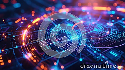 A holographic visualization of smart contracts exeing automatically and securely showcasing the automation and Stock Photo