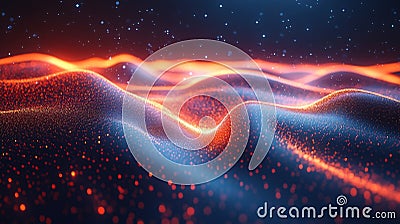 Holographic visualizations of encrypted data with vibrant patterns resembling waves Stock Photo