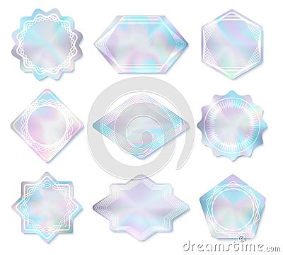 .Holography rainbow labels Vector Illustration