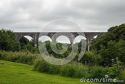 Holsworthy, Derriton railway viaduct. Wide landscape view. Devon, UK. Stock Photo