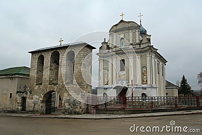 Holy Assumption Church, 1755, former Trynitarskyy church-monastery in Zbarazh city, Ternopil oblast or province, located in Stock Photo
