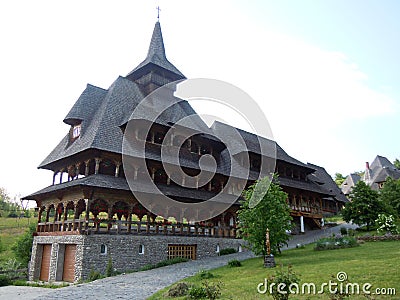 The Holy Barsana Monastery, made of stone and wood, Maramures County Stock Photo