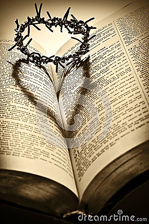 Holy Bible and The Crown of Thorns Stock Photo