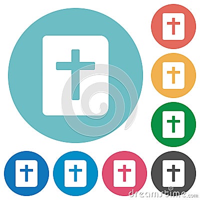 Holy bible flat round icons Vector Illustration