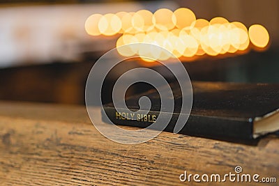 the Holy Bible in temple. Concept for faith, spirituality and religion. Peace, hope, dreams concept Stock Photo