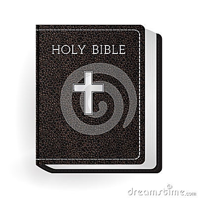 Holy Bible. Vector Vintage Leather Brown Book Vector Illustration