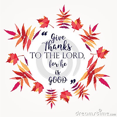 Bible verses, quote with colorful leaf design. vector illustration Vector Illustration