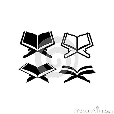 Holy book quran icon design set bundle template isolated Vector Illustration
