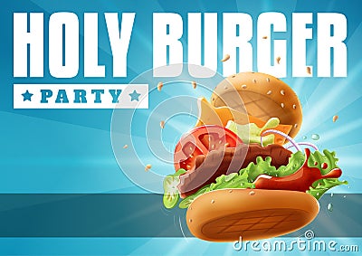 Holy Burger Party Poster Stock Photo