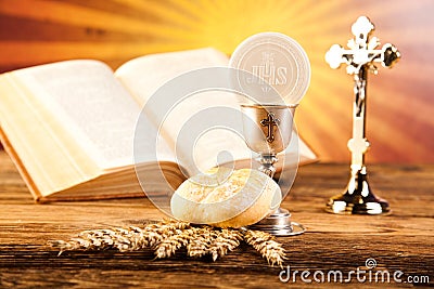 Holy of communion, bright background, saturated concept Stock Photo