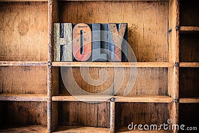Holy Concept Wooden Letterpress Theme Stock Photo