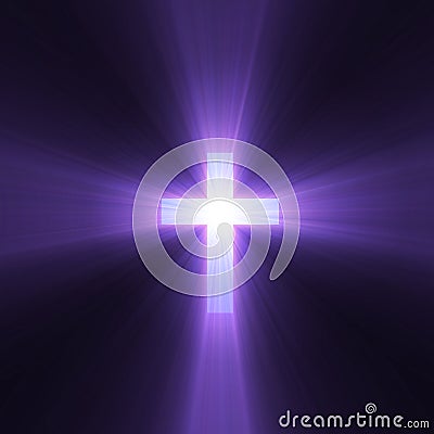 Holy cross purple light flare Stock Photo