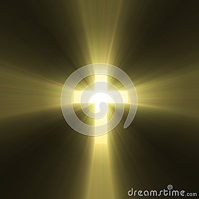 Holy cross symbol sun light flare Stock Photo