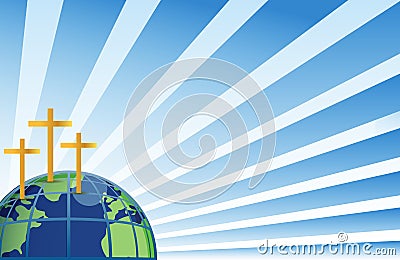 Holy crosses in top of the earth Vector Illustration