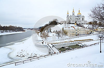 Holy Dormition Cathedral on Uspenskaya mountain at confluence of Western Dvina and Vitba rivers, Vitebsk, Belarus Stock Photo