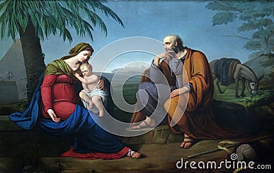 Holy Family, altarpiece in the Basilica of Saint Frediano, Lucca, Italy Editorial Stock Photo