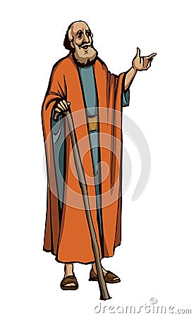 Ancient Jewish preacher. Vector drawing Stock Photo