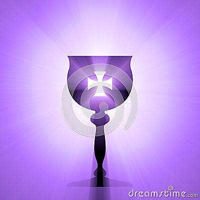 Holy grail with cross light halo Stock Photo