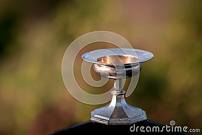 Holy Grail. Elegant, silver, vintage cup on blurry background Stock Photo