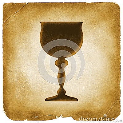 Holy grail symbol on old paper Stock Photo