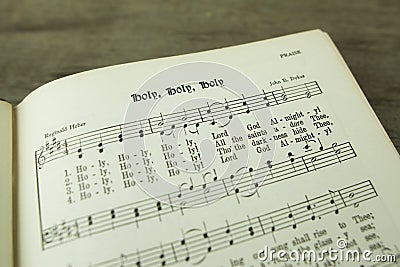 Holy Holy Holy Christian Hymn in Hymnal Editorial Stock Photo